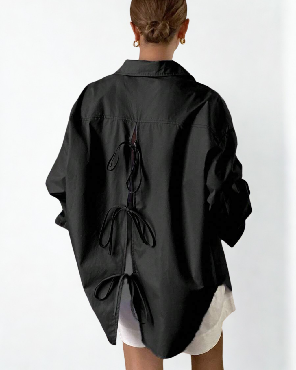 Camisa Oversized de Algodão Preto – Caimento Solto e Elegância Casual