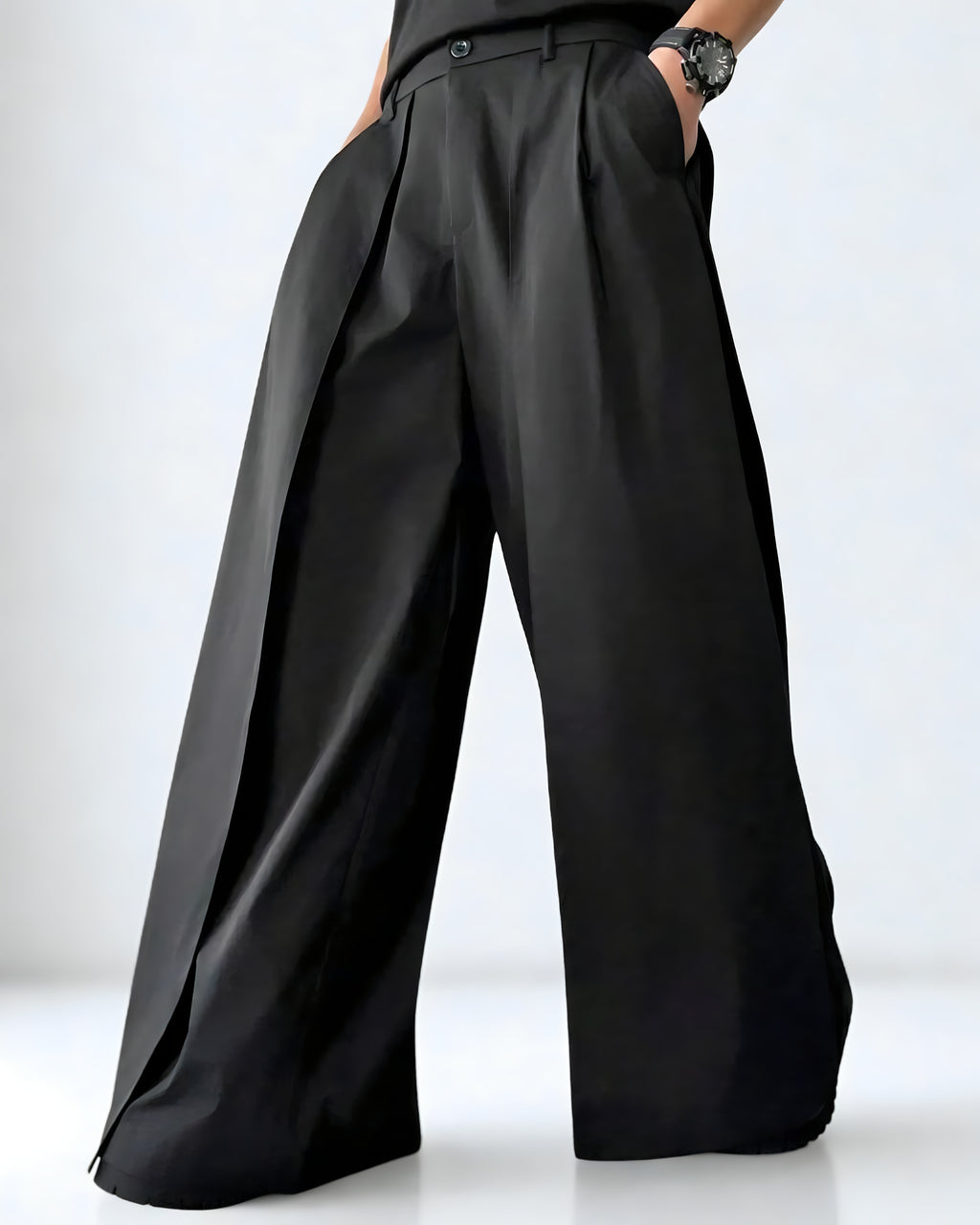 Calça Masculina Preta Wide Leg – Estilo Japonês e Caimento Solto