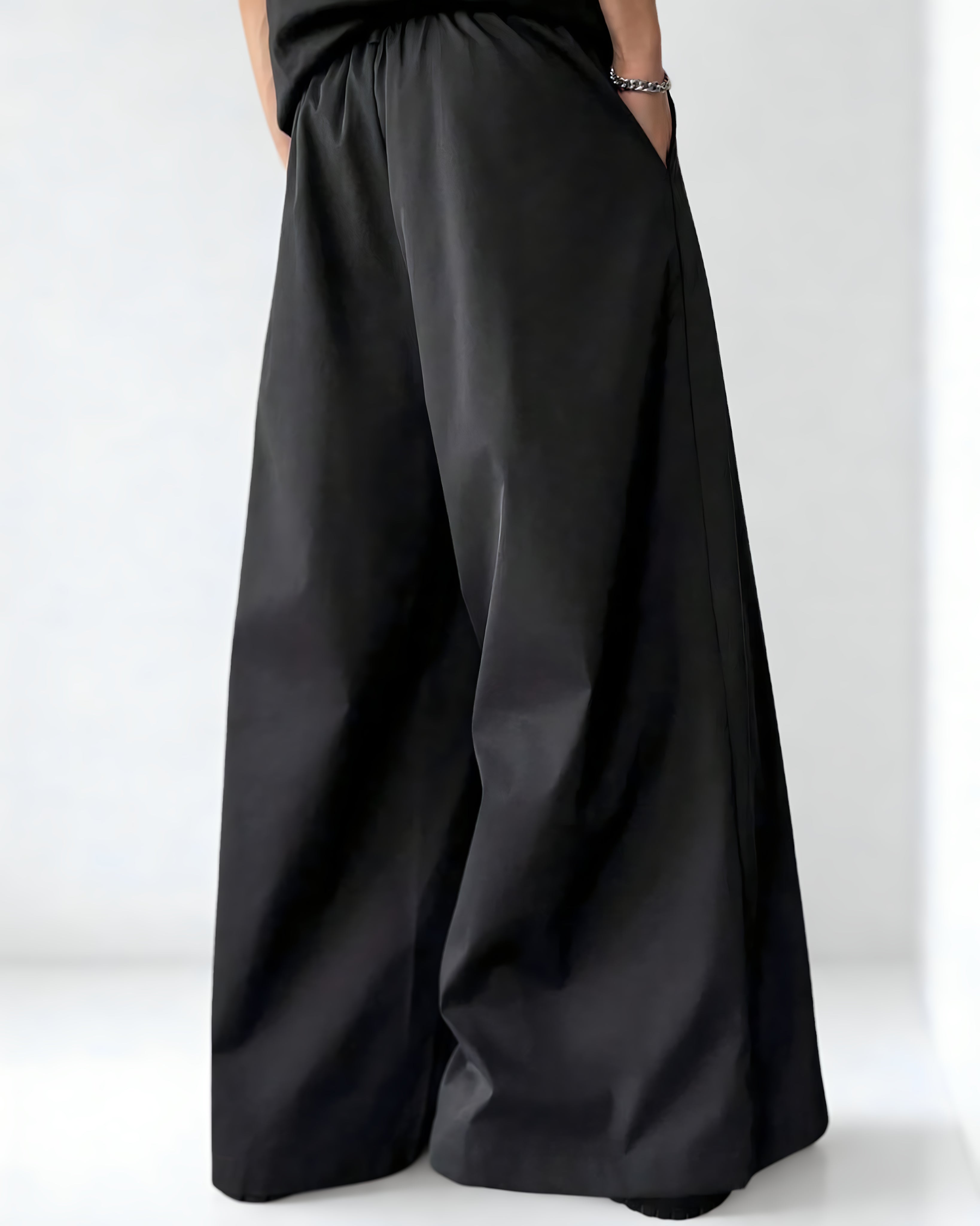 Calça Masculina Preta Wide Leg – Estilo Japonês e Caimento Solto