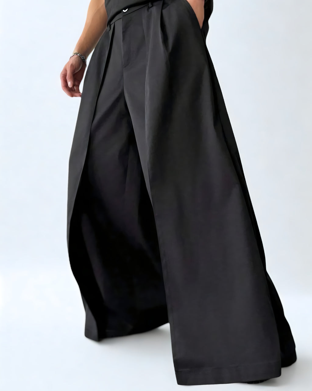 Calça Masculina Preta Wide Leg – Estilo Japonês e Caimento Solto