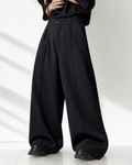 Calça Masculina Preta Wide Leg – Tecido Liso com Cintura Natural e Caimento Relaxado